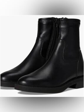 Steve Madden Black Leather Side-Zip Ankle Booties